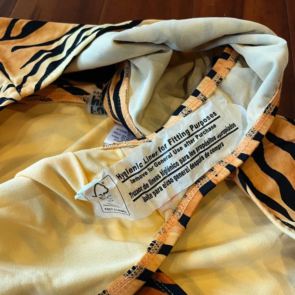 Tiger Print Bikini High Waisted Bottom Swim‎ Black Orange New Plus Size 2 / 2X